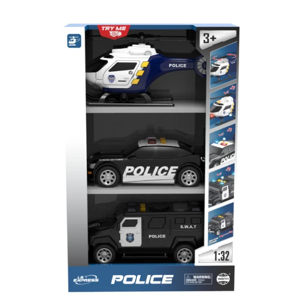 1:32 set vehicule de poliție cu fricțiune (lumini / sunete) 3