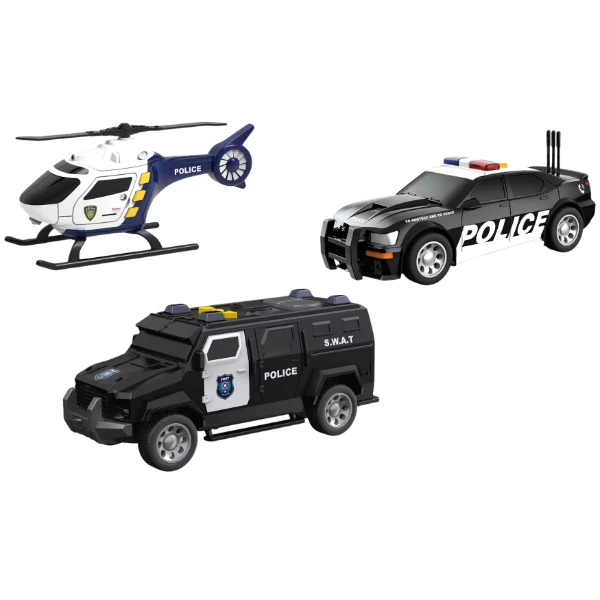 1:32 set vehicule de poliție cu fricțiune (lumini / sunete) 2