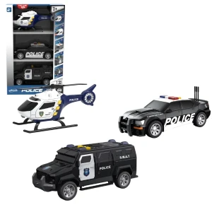 1:32 set vehicule de poliție cu fricțiune (lumini / sunete)