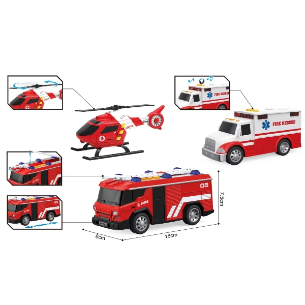 1:32 set vehicule de salvare cu fricțiune (lumini / sunete) 7
