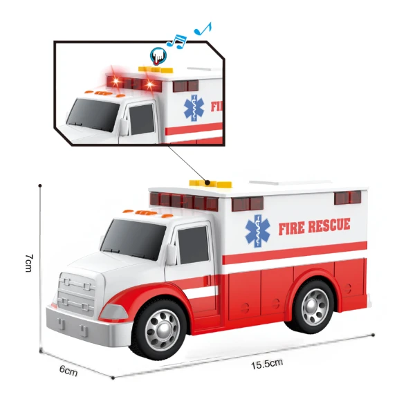 1:32 set vehicule de salvare cu fricțiune (lumini / sunete) 8
