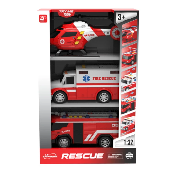 1:32 set vehicule de salvare cu fricțiune (lumini / sunete) 3
