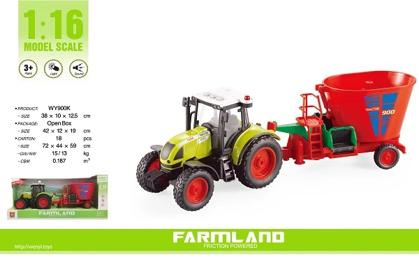1:16 tractor cu fricțiune "trailered farm tractor" (lumina / sunet) 4
