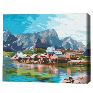 Pictură pe numere 30*40 сm (fără cutie) – orașul în munții de cristal