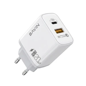 Bavin wall charger usb/type-c pd, qc3.0 20w, white Thumbnail 2