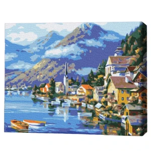Pictură pe numere 30*40 сm (fără cutie) – sat la poalele muntelui