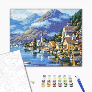 Pictură pe numere 30*40 сm (fără cutie) – sat la poalele muntelui Thumbnail 2