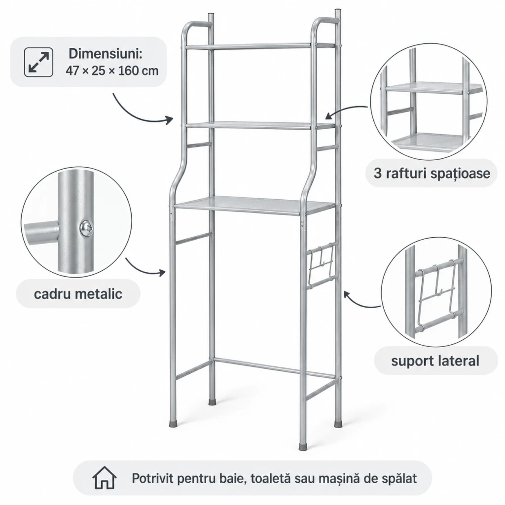 Raft pentru masina de spalat 65*25*152 cm ge3026 3