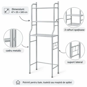 Raft pentru masina de spalat 65*25*152 cm ge3026 Thumbnail 3