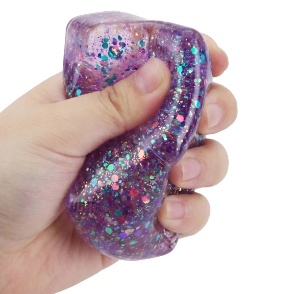 Антистресс-куб «magic glitter ice cube» с блестками, 5×5×5 см, фиолетовый 5
