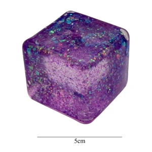 Антистресс-куб «magic glitter ice cube» с блестками, 5×5×5 см, фиолетовый Thumbnail 4