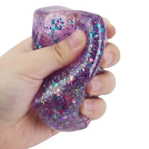 Антистресс-куб «magic glitter ice cube» с блестками, 5×5×5 см, фиолетовый Thumbnail 5
