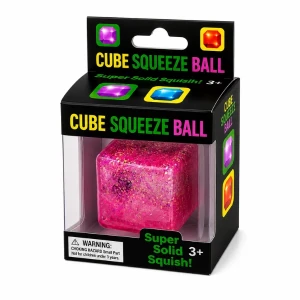 Антистресс-куб «squish stretch ball» с блестками, 5×5×5 см, розовый Thumbnail 3