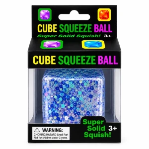 Антистресс-куб «squish stretch ball» с блестками, 5×5×5 см Thumbnail 3