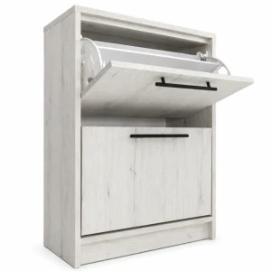 Pantofar soria cu 2 sertare stejar alb - 640*290*830mm