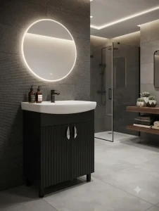 Dulap baie aqua negru mat (cl) cu 2 uși - 600mm Thumbnail 2
