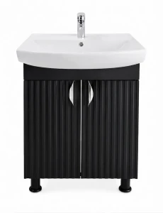 Dulap baie aqua negru mat (cl) cu 2 uși - 600mm
