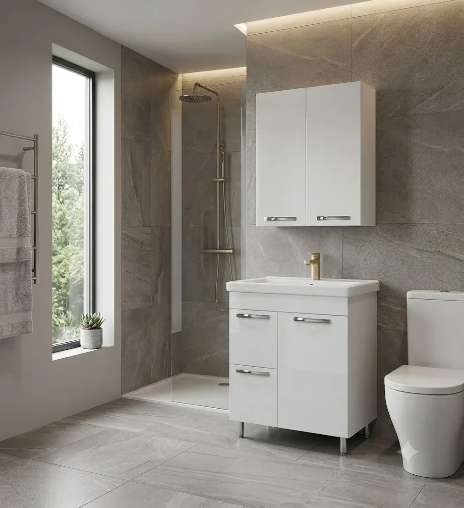 Dulap baie suspendat vertical agat alb - 600mm*800mm 2