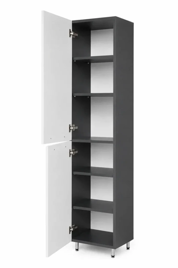 Dulap baie vertical agat alb- antracit cu rafturi - 350mm*1900mm 3