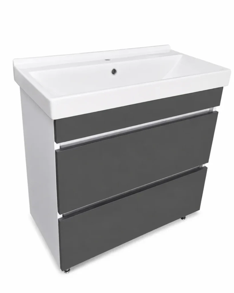 Dulap baie sanremo antracit- alb (sava) cu 2 sertare fără mâner - 700mm 2