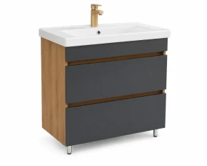 Dulap baie torino stejar- antracit (sava) cu 2 sertare fara mâner - 800mm