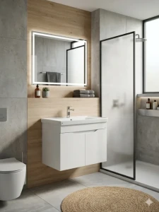 Dulap baie suspendat print alb (sava) cu 2 uși - 550mm