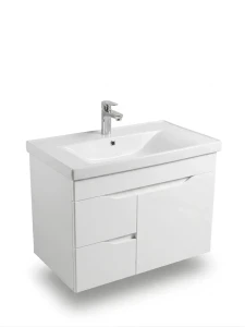 Dulap baie suspendat print alb (sava) cu 2 sertare cu o ușă - 800mm