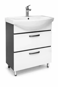 Dulap baie agat alb- antracit (basic) cu 2 sertare - 650mm