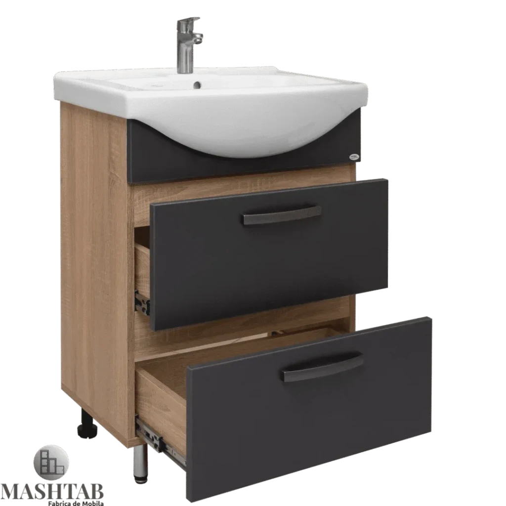 Dulap baie sonata antracit- sonoma (basic) cu 2 sertare - 650mm 2