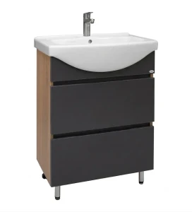 Dulap baie sonata antracit- sonoma (basic) cu 2 sertare fără mâner - 650mm