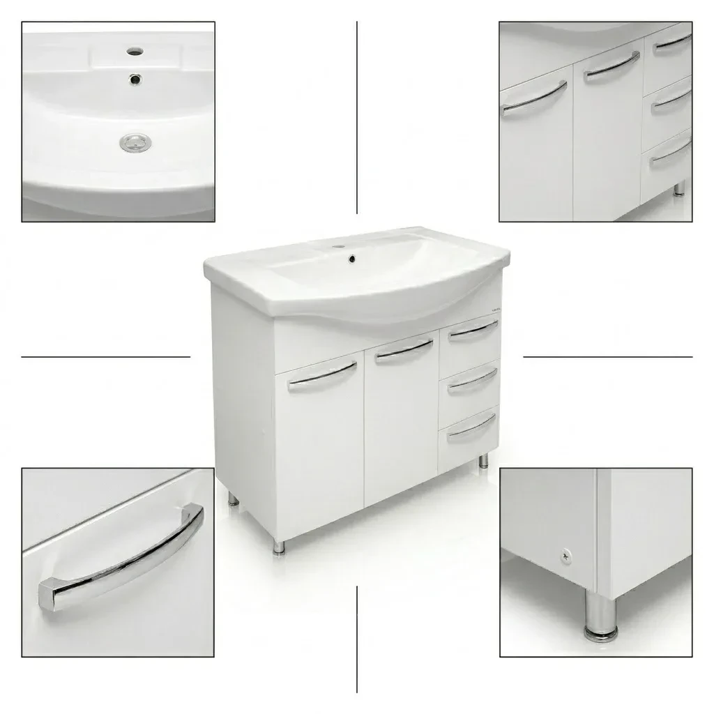 Dulap baie agat alb (basic) cu 3 sertare - 800mm 2