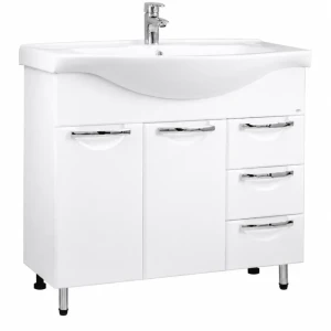 Dulap baie delfin alb (basic) cu 3 sertare și ușă - 900mm