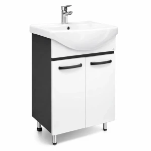 Dulap baie agat alb- antracit (basic) cu 2 uși - 650mm
