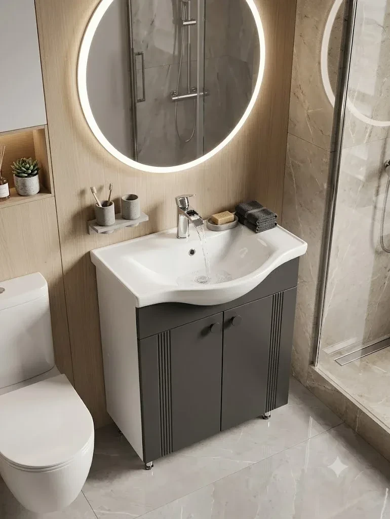 Dulap baie palma antracit- mat (basic) cu 2 uși - 650mm 2