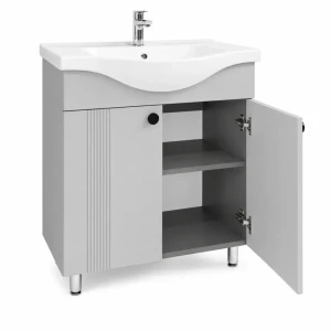 Dulap baie palma gri- mat (basic) cu 2 uși - 650mm