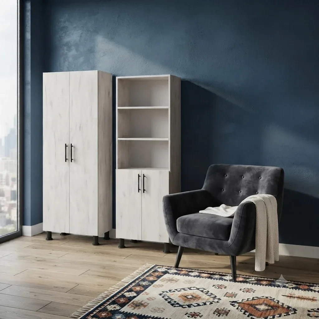Dulap cu 4 uși stejar alb - 600*340*1900mm 2