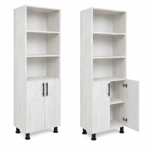 Dulap cu rafturi 2 uși stejar alb - 600*340*1900mm