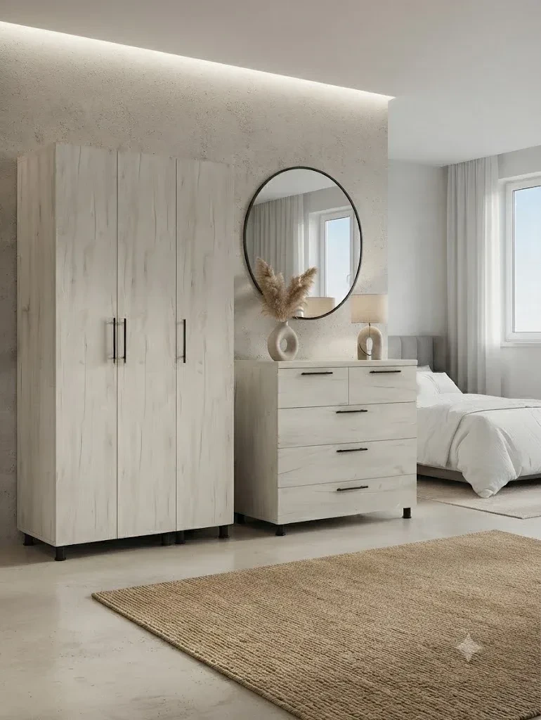 Comoda barcelona stejar alb - 1000mm 2