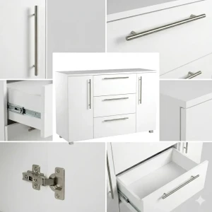 Comoda madrid 3 sertare alb - 1200mm Thumbnail 3