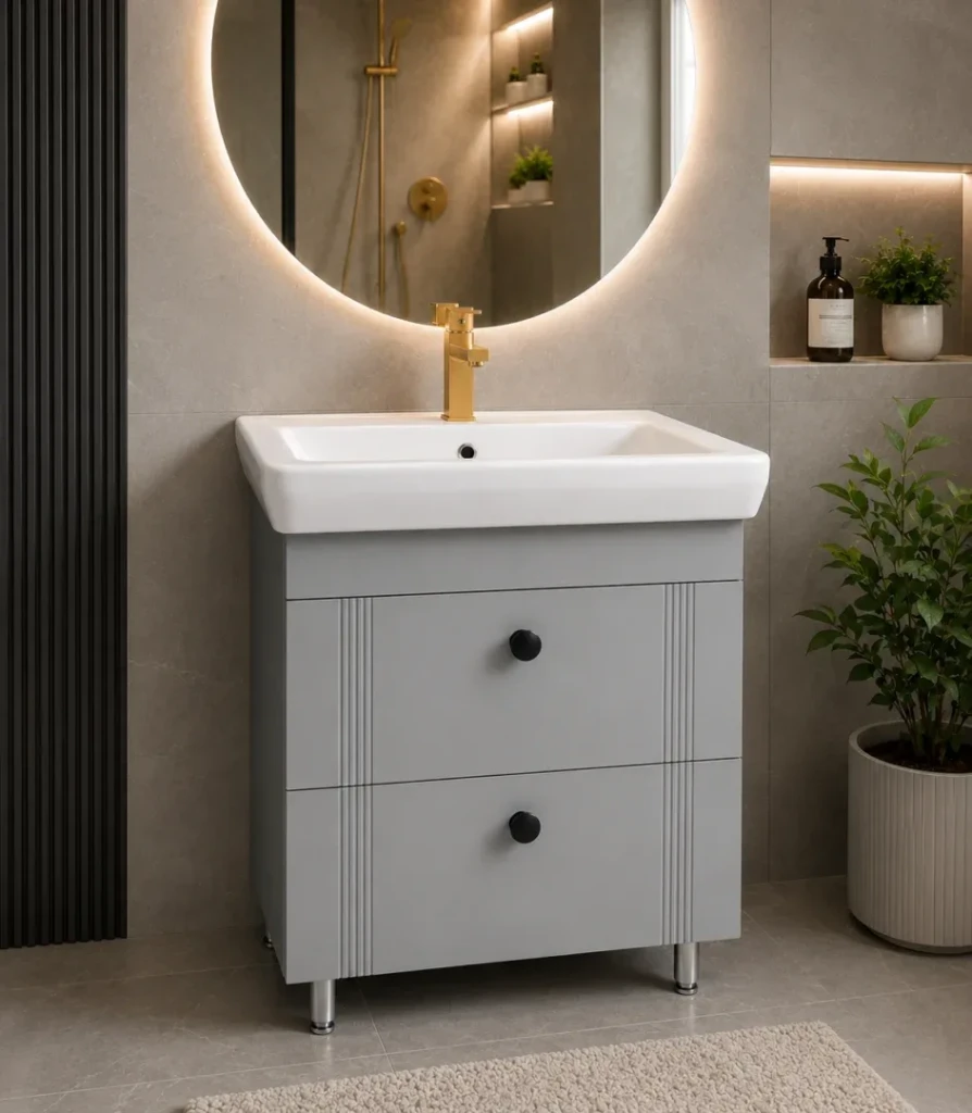 Dulap baie palma gri- mat (ml) cu 2 sertare 650mm 2