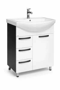 Dulap baie agat alb- antracit (basic) cu 3 sertare- 750mm