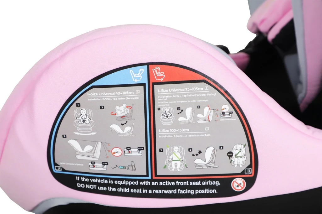 Scaun auto pentru copii summer baby faro i-size (4572) grey/pink 10