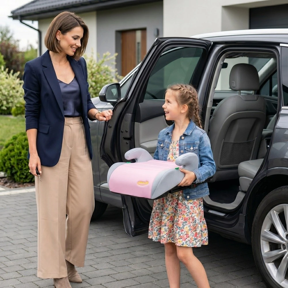 Scaun auto înălțător pentru copii summer baby ibiza i-size (4994) pink/grey 6