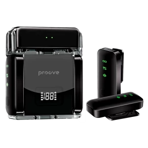 Microfon portabil pentru înregistrare vocală Proove Live, Fără fir, Negru