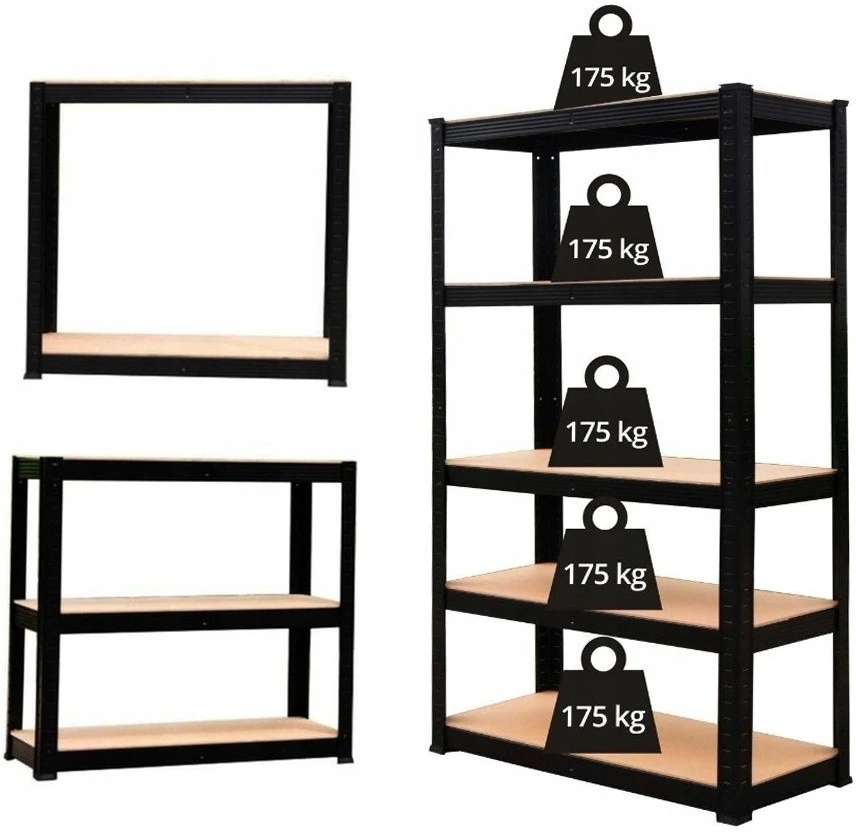 Unitate de rafturi de depozitare gardenline gwi7392 180x90x40cm black 2