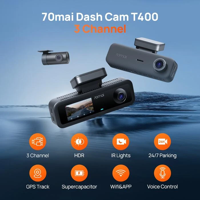 Set dash cam față și spate 70mai t400-1 + rear cam rc21, negru 2