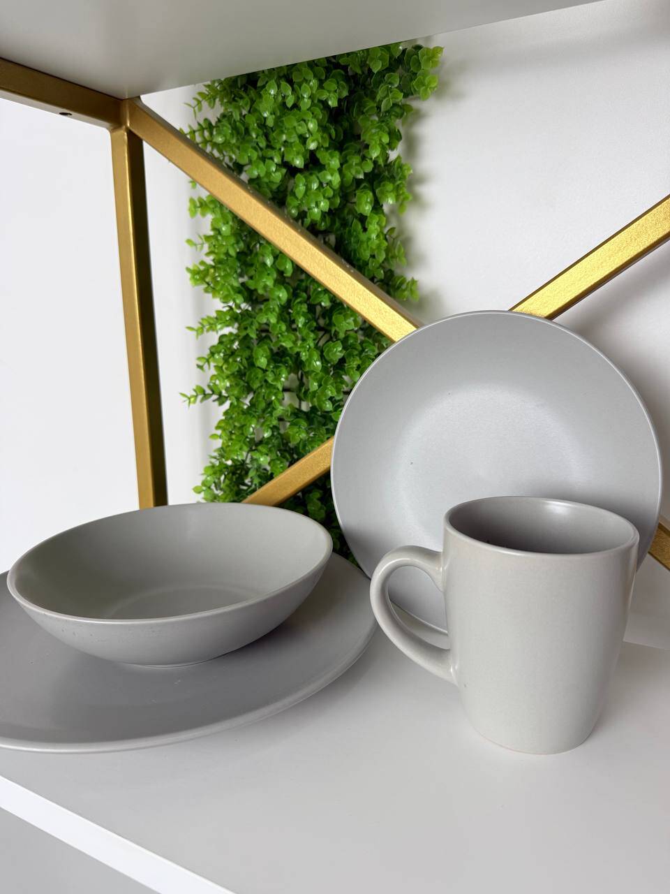 Набор тарелок и кружек 16 шт., керамика – dinner set, серо-бежевый (s211--29) 2