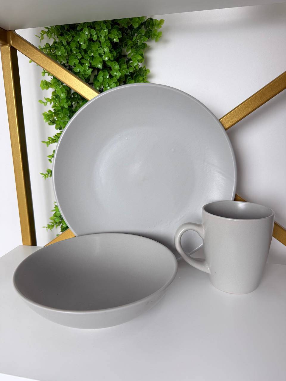 Набор тарелок и кружек 16 шт., керамика – dinner set, серо-бежевый (s211--29) 6