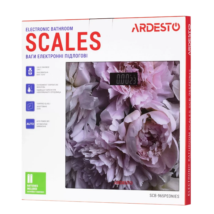 Электронные напольные весы ardesto scb-965peonies, розовый 4