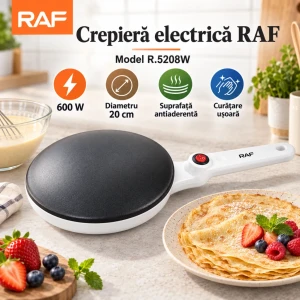 Aparat electric pentru clătite raf r.5208w, 600 w r5208 Thumbnail 3